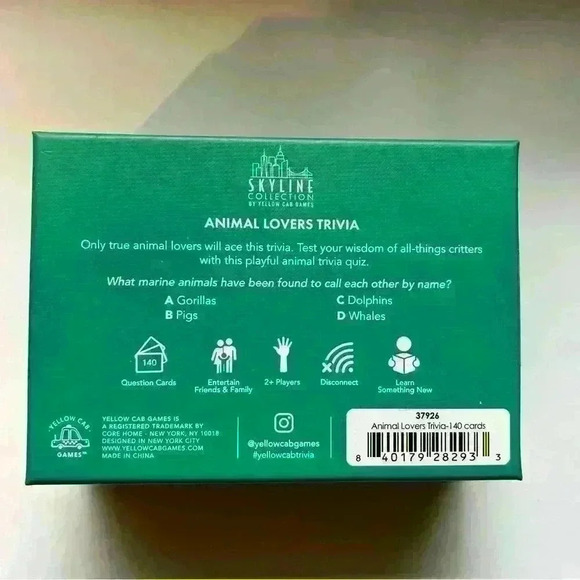 Skyline Collection By Yellow Cab Games Animal Lovers Trivia 140 Questions - Picture 2 of 6